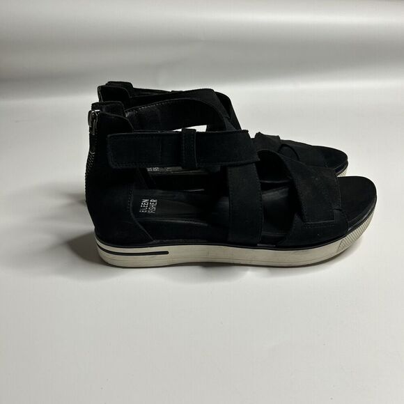 Eileen Fisher Women's Sport Sneaker Sandals Size 7.5 Black Leather Zip Strappy - Picture 6 of 12